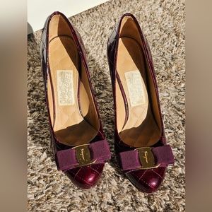 Salvatore Ferragamo quilted bow pump vara heel